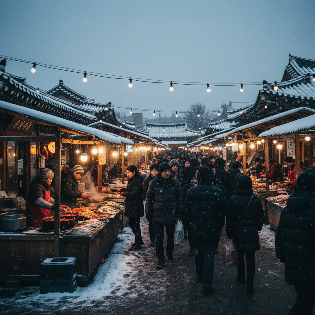 Bustling winter market
