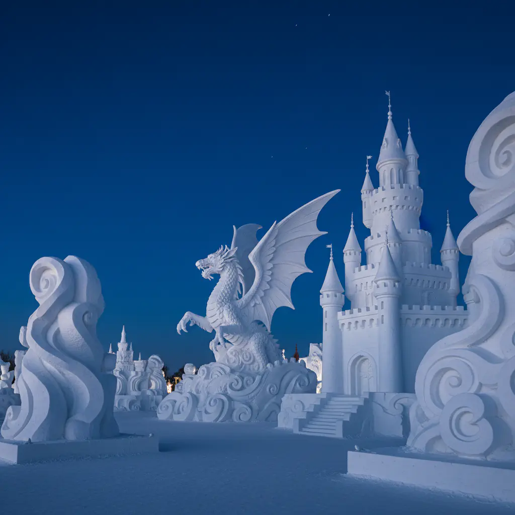 Massive snow sculptures